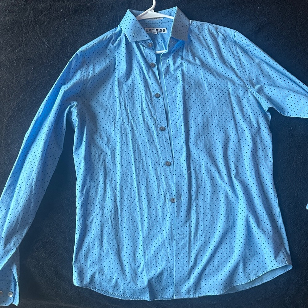 Express Men's Light Blue Dotted Shirt